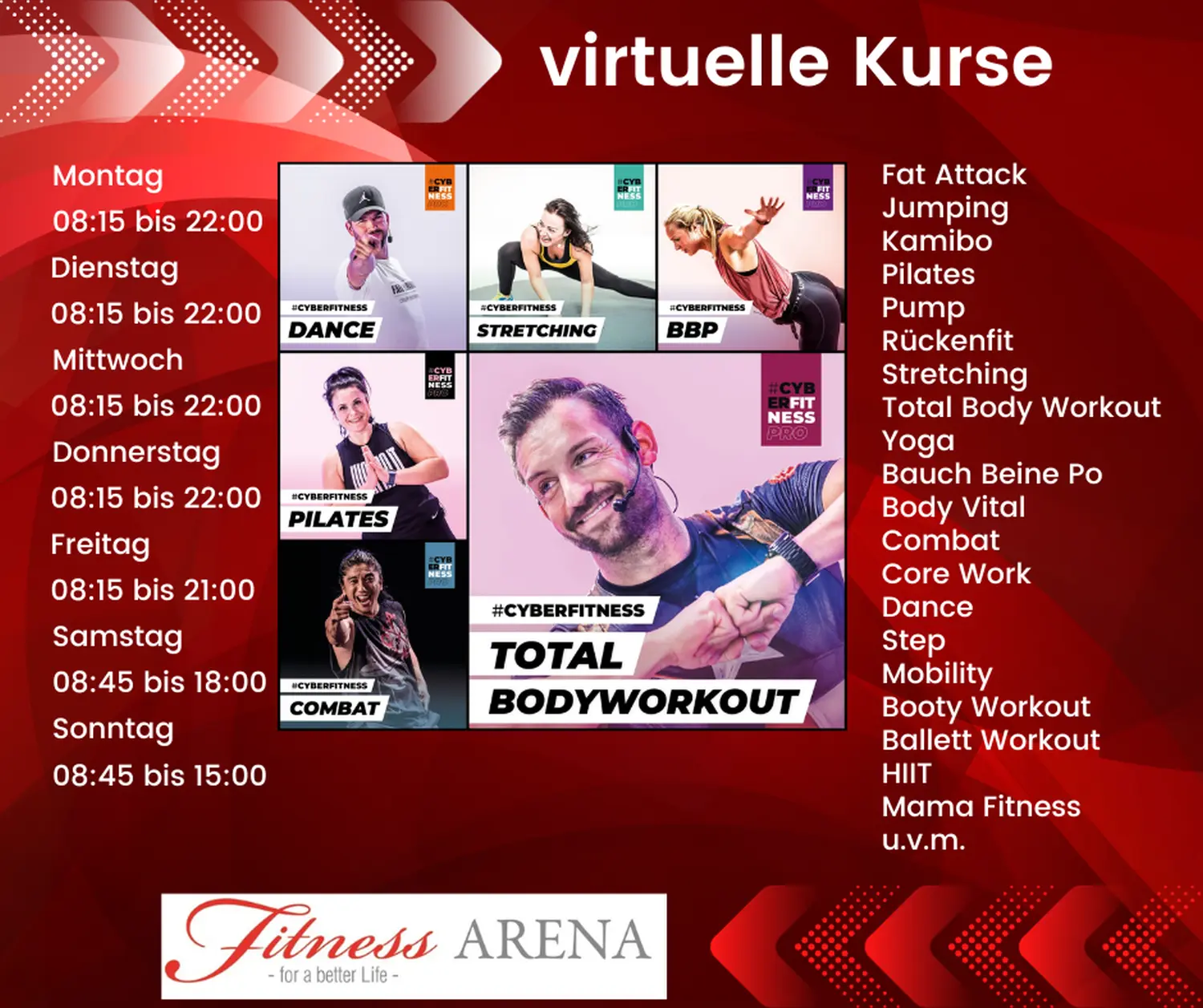 Kursezeiten Fitness Arena